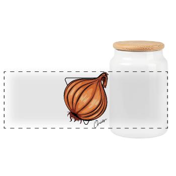 Orange onion vector art - Panoramic Cookie Jar with Wooden Lid - white - Front