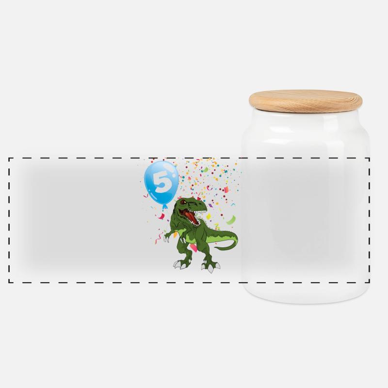 Dino Party Ballon 5 - Panorama Keksdose mit Holzdeckel - Weiß