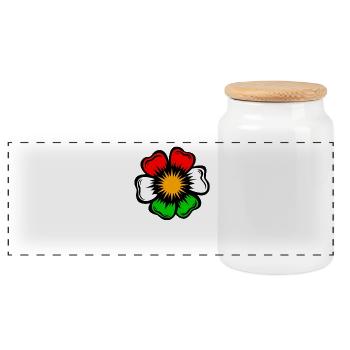 Pop Art Flower Star in Fluorescent Colors - Panoramic Cookie Jar with Wooden Lid - white - Front