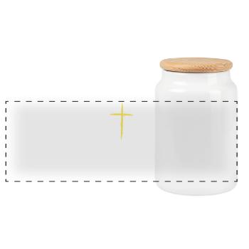Cross of Faith: Acts 16:31 Quote Tee - Panoramic Cookie Jar with Wooden Lid - white - Front