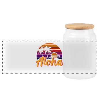 Hawaï Été Aloha - Boîte à biscuits avec couvercle en bois - blanc - Devant