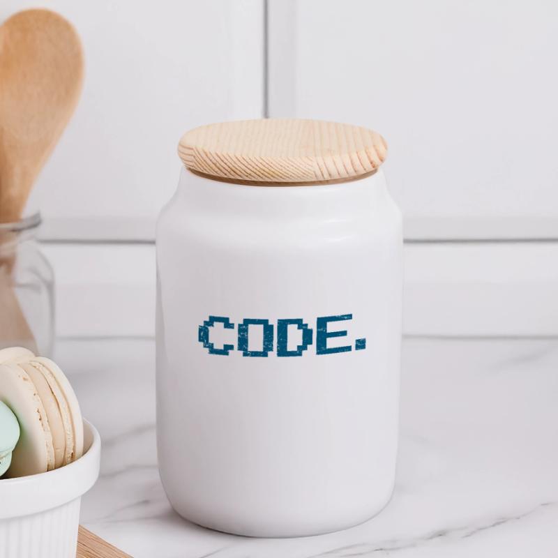 Programming code computer science Panoramic Cookie Jar with Wooden Lid