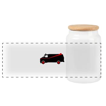 Roter Linienwagen Silhouette - Panorama Keksdose mit Holzdeckel - Weiß - Vorne
