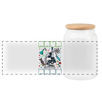 Chemistry physics biology teacher teacher - Panoramic Cookie Jar with Wooden Lid - white - Front