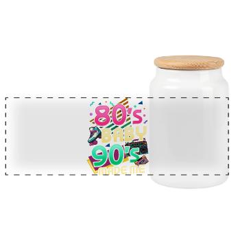 80s 90s Music Party Birthday - Panoramic Cookie Jar with Wooden Lid - white - Front