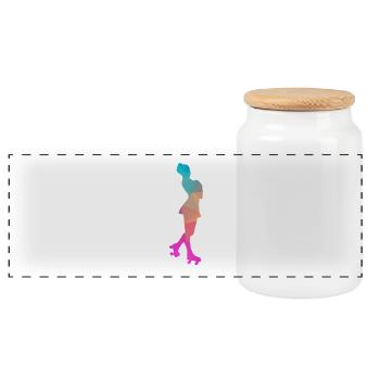 Conception abstraite de glace et de patins à roulettes - Boîte à biscuits avec couvercle en bois - blanc - Devant