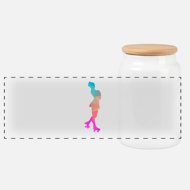 Abstrakter Eis- und Rollschuh-Design - Panorama Keksdose mit Holzdeckel - Weiß