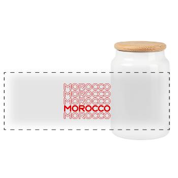 Morocco Neon Schriftzug Muster - Panorama Keksdose mit Holzdeckel - Weiß - Vorne