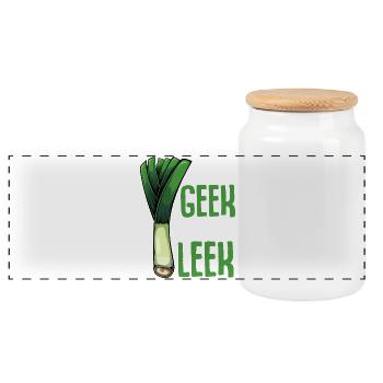 LauchGeek: Ich mag Lauch - Panorama Keksdose mit Holzdeckel - Weiß - Vorne