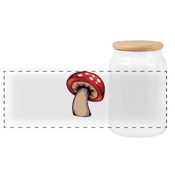 Level Up Pilz Design - Panorama Keksdose mit Holzdeckel - Weiß - Vorne