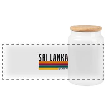 Sri Lanka Flag Stripes - Panorama Keksdose mit Holzdeckel - Weiß - Vorne