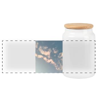 Pastel Clouds Sky Zen Design - Panoramic Cookie Jar with Wooden Lid - white - Front