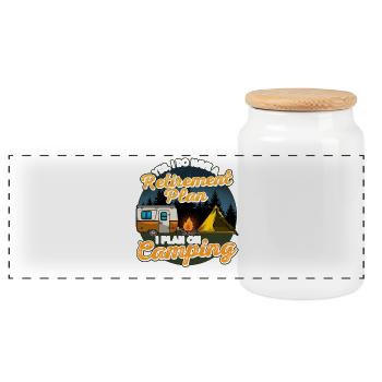 Camping Camping-car pour retraités - Boîte à biscuits avec couvercle en bois - blanc - Devant