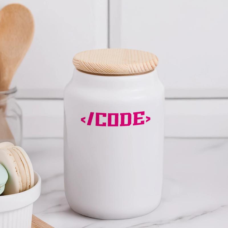 Codage Programmation informatique Boîte à biscuits avec couvercle en bois