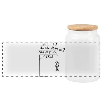 Mathe-Formel - Panorama Keksdose mit Holzdeckel - Weiß - Vorne
