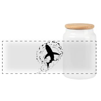 Ombre de requin - Boîte à biscuits avec couvercle en bois - blanc - Devant
