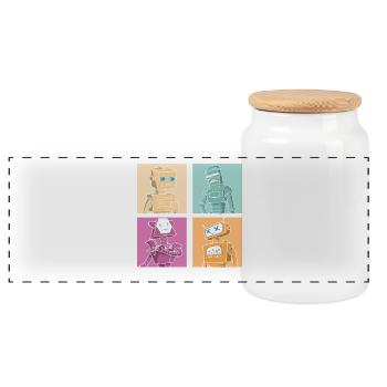 Robot Robotics Engineer - Panoramic Cookie Jar with Wooden Lid - white - Front