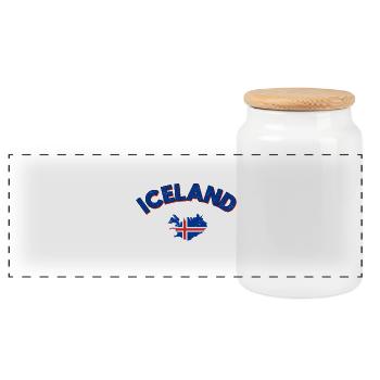Iceland Icelandic island nation - Panoramic Cookie Jar with Wooden Lid - white - Front