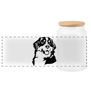 Tête de bouvier bernois - Boîte à biscuits avec couvercle en bois - blanc - Devant