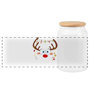 Noël de renne - Boîte à biscuits avec couvercle en bois - blanc - Devant