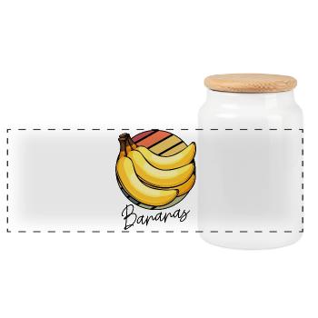 Banana Pop Art Circle - Panoramic Cookie Jar with Wooden Lid - white - Front