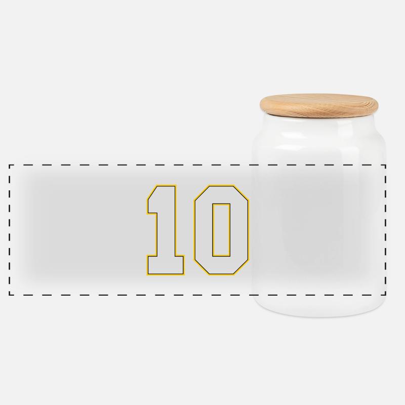 10 number jersey - Panoramic Cookie Jar with Wooden Lid - white