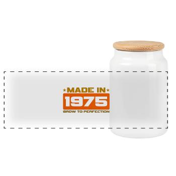 Made in 1975 - Panoramic Cookie Jar with Wooden Lid - white - Front