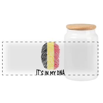 flag of Belgium it's in my dna Fahne von Belgien - Panoramic Cookie Jar with Wooden Lid - white - Front