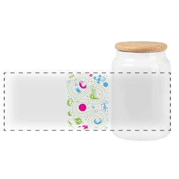 Outer Space Car Track Kids - Panoramic Cookie Jar with Wooden Lid - white - Front