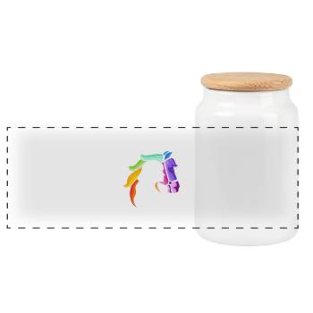 Rainbow Receiver Horseshoe - Panoramic Cookie Jar with Wooden Lid - white - Front