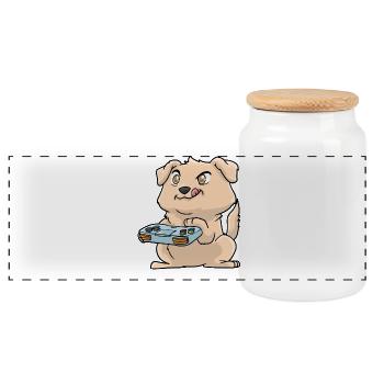 Labrador Kawaii - Panoramic Cookie Jar with Wooden Lid - white - Front