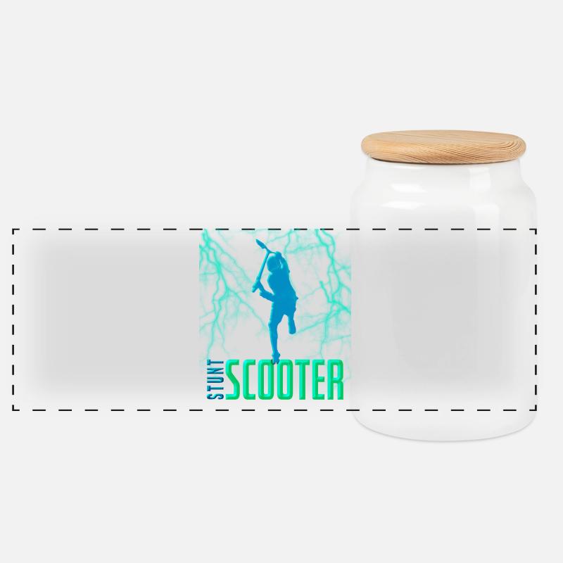 Freestyle Scooter Stunt Scooter - Panorama Keksdose mit Holzdeckel - Weiß