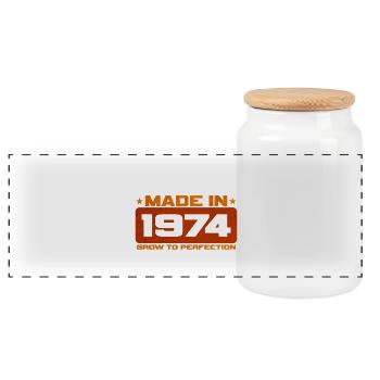 Made in 1974 Growing to perfection - Panoramic Cookie Jar with Wooden Lid - white - Front