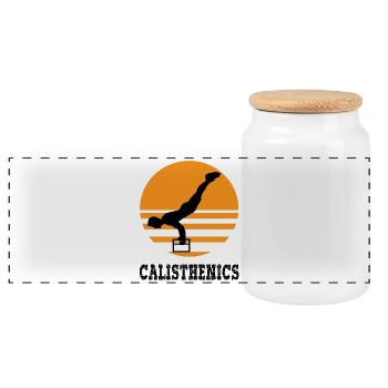 Calisthenics - Panorama Keksdose mit Holzdeckel - Weiß - Vorne