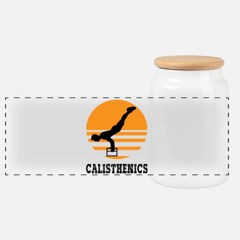 Calisthenics - Panorama Keksdose mit Holzdeckel - Weiß