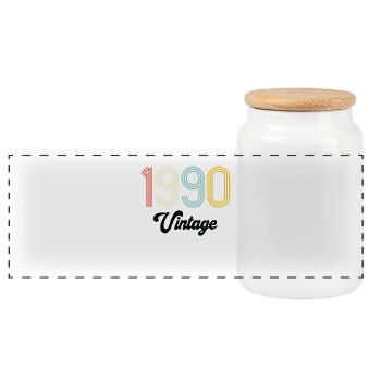 Vintage (1990) - Panoramic Cookie Jar with Wooden Lid - white - Front