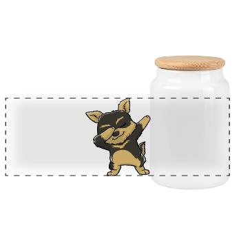 Yorkshire Terrier Chien Dabbing Kawaii - Boîte à biscuits avec couvercle en bois - blanc - Devant