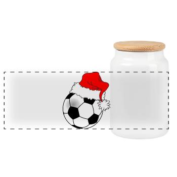 Soccer ball Christmas - Panoramic Cookie Jar with Wooden Lid - white - Front