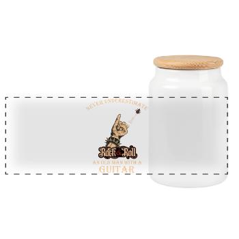 Never underestimate an old man with a Guitar - Panoramic Cookie Jar with Wooden Lid - white - Front