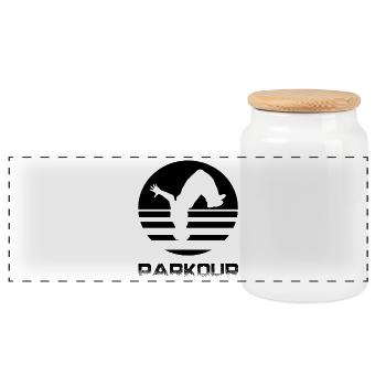 Parkour - Panoramic Cookie Jar with Wooden Lid - white - Front