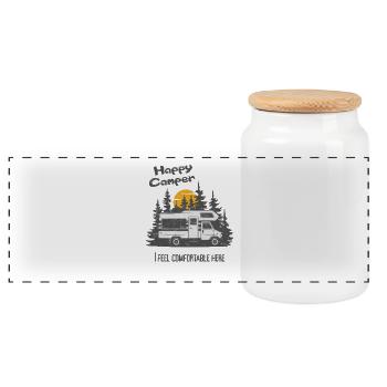 Camping-car, camping-car - Boîte à biscuits avec couvercle en bois - blanc - Devant