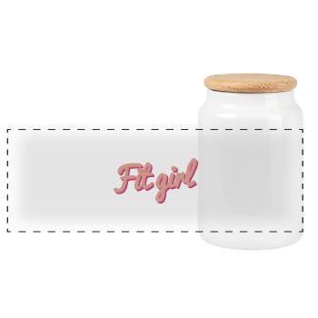 Fitgirl Pink 3D Script - Panoramic Cookie Jar with Wooden Lid - white - Front