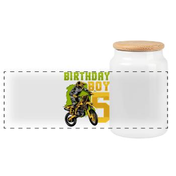 5th Anniversary Dirt Bike Motocross - Panoramic Cookie Jar with Wooden Lid - white - Front