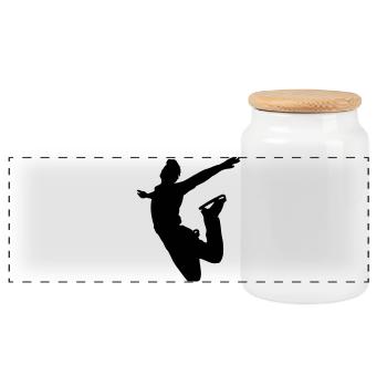 Image d’ombre du patineur artistique sauteur - Boîte à biscuits avec couvercle en bois - blanc - Devant