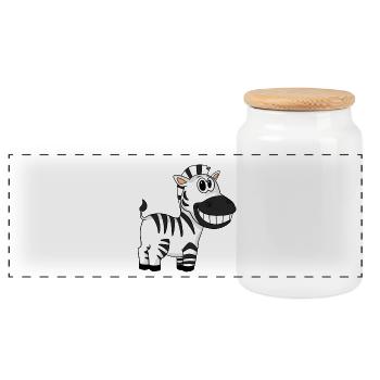 zèbre - Boîte à biscuits avec couvercle en bois - blanc - Devant