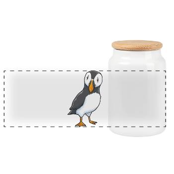 Papageitaucher Puffin - Panorama Keksdose mit Holzdeckel - Weiß - Vorne