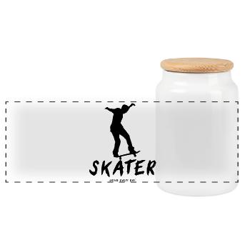 Grind Every Day Skater - Panorama Keksdose mit Holzdeckel - Weiß - Vorne