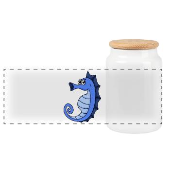 hippocampe - Boîte à biscuits avec couvercle en bois - blanc - Devant