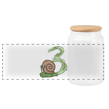 3rd birthday snail - 3 year old gift - Panoramic Cookie Jar with Wooden Lid - white - Front