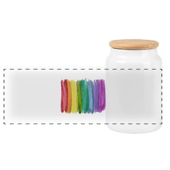 Regenbogen Pinselstrich Funken - Panorama Keksdose mit Holzdeckel - Weiß - Vorne